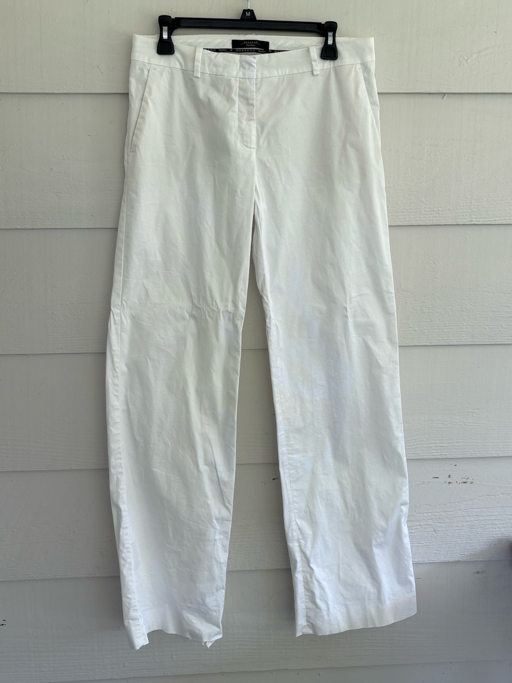 Weekend Max Mara White Straight Leg Pants Size US 8 Designer Quiet Luxury